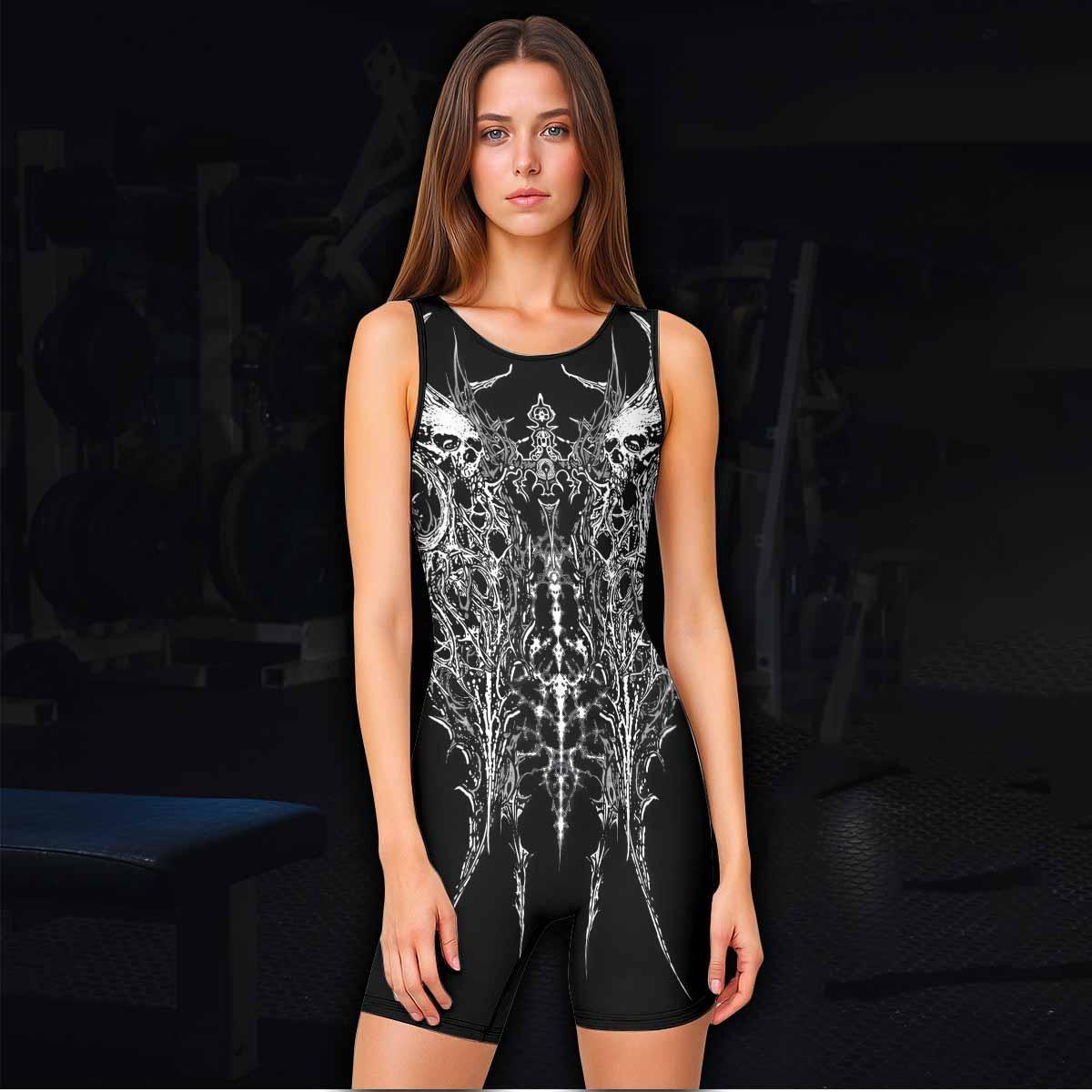 Mortalis Dark Spine Wrestling Singlet - women's lifestyle view