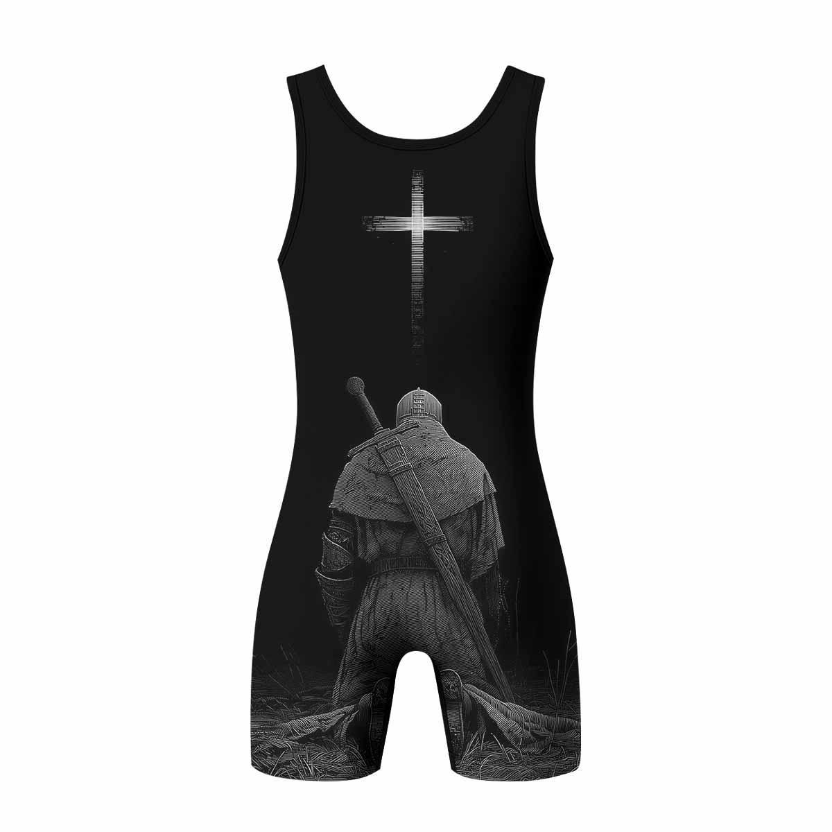 Psalms 23:4 NIV Wrestling Singlet - back view mockup