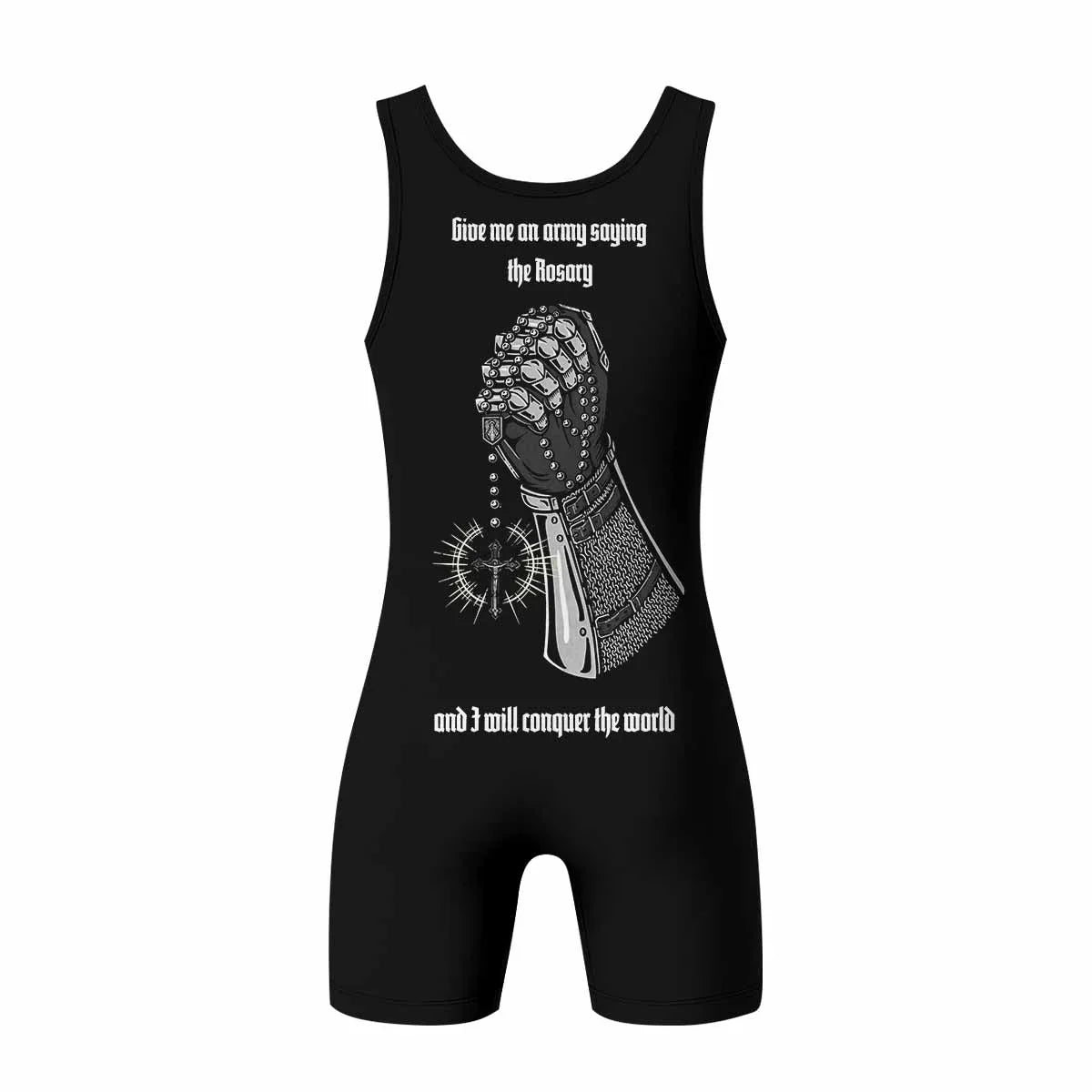Give Me an Army Rosary Wrestling Singlet - back view mockup
