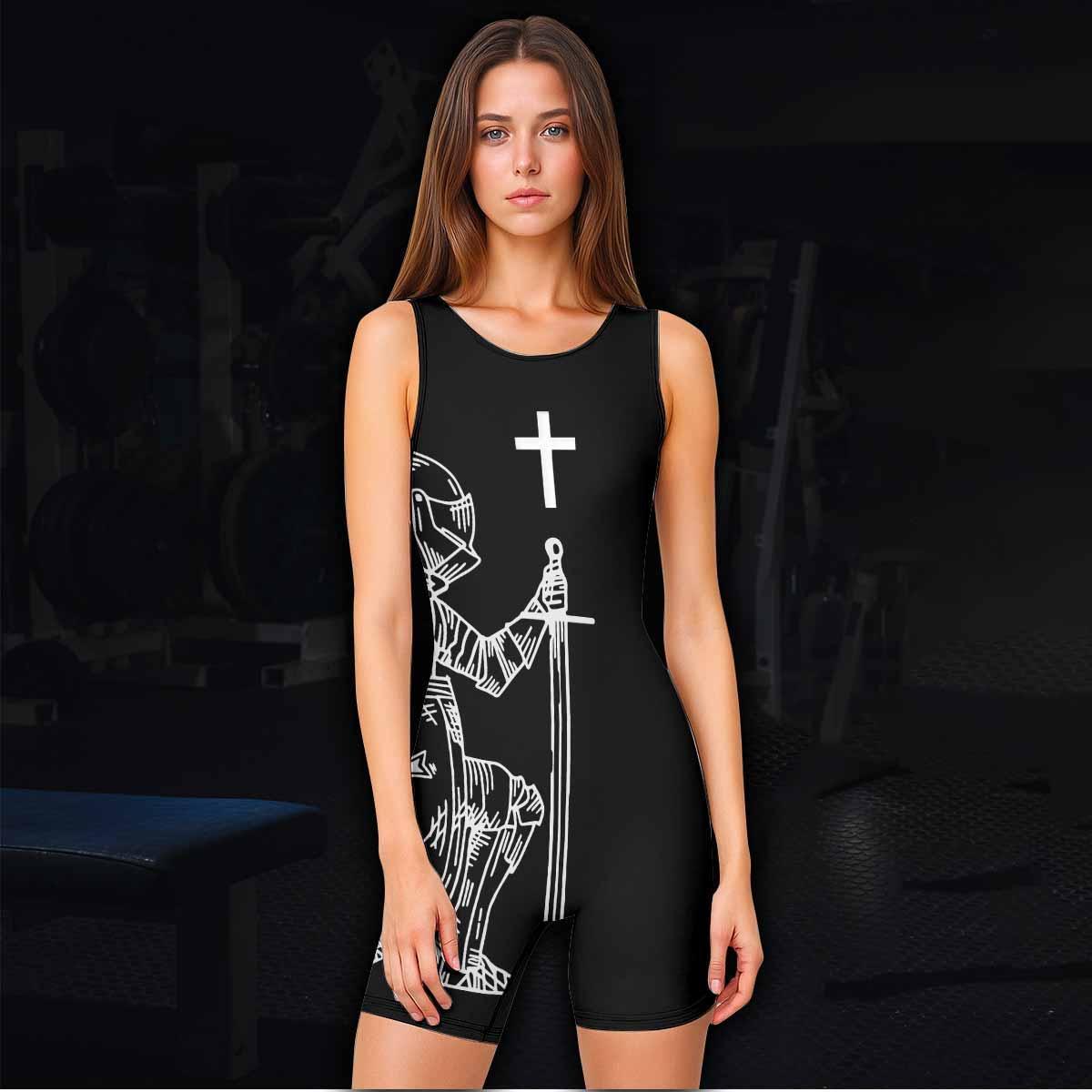 Give Me an Army Rosary Wrestling Singlet - women's lifestyle view