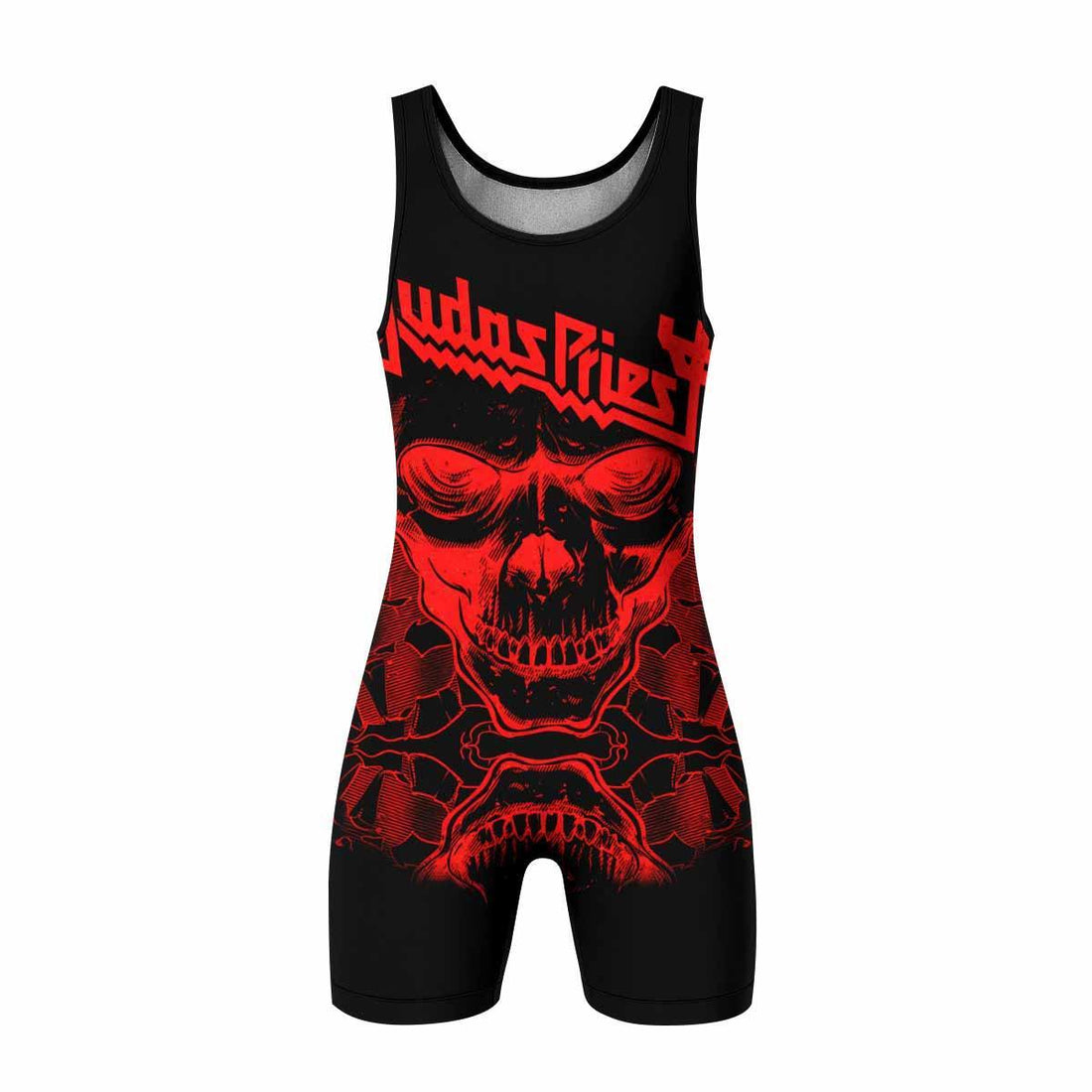 Judas Priest Skull Wrestling Singlet - front and back view