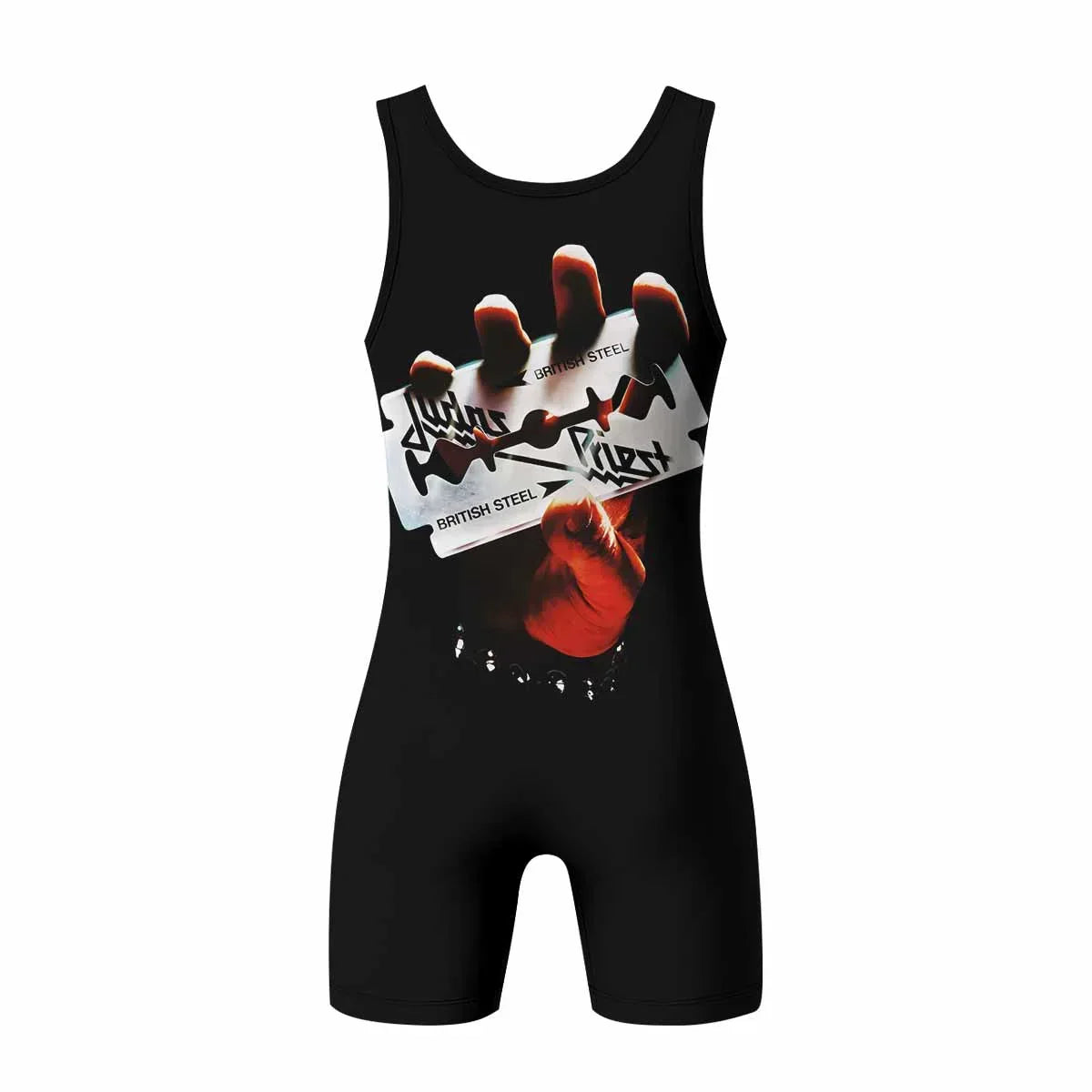 Judas Priest British Steel Wrestling Singlet - back view mockup