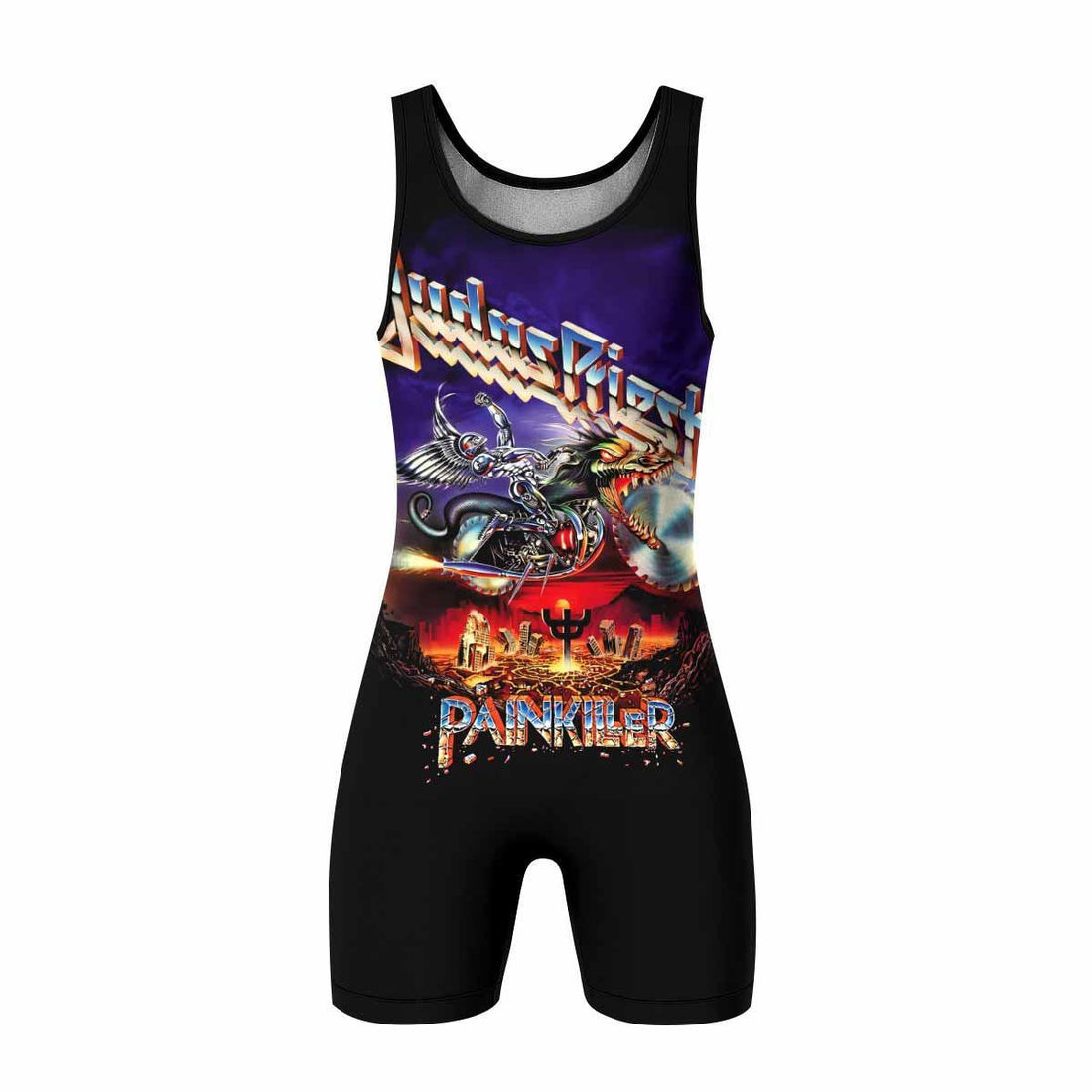 Judas Priest Painkiller Wrestling Singlet - front and back view