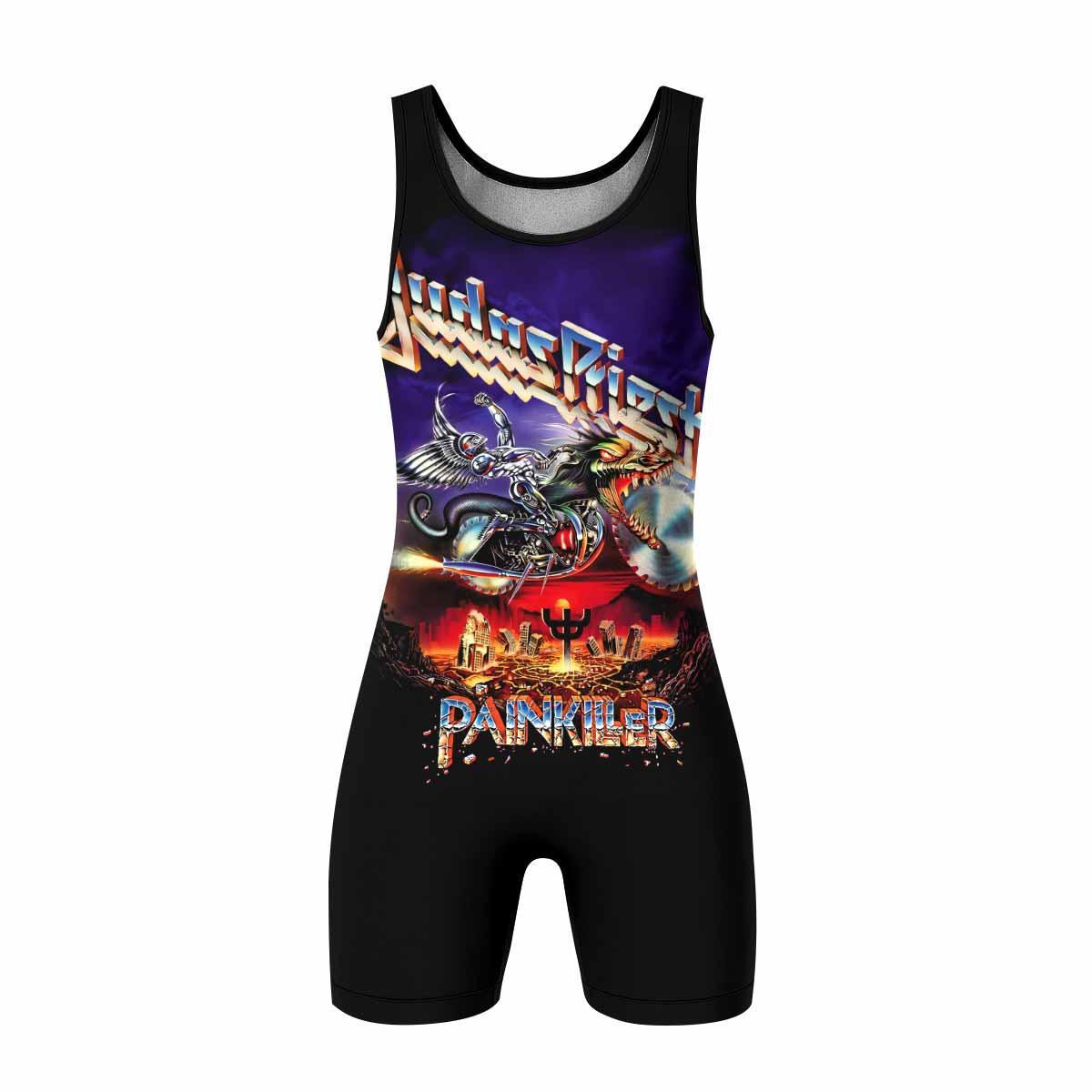 Judas Priest Painkiller Wrestling Singlet - front view mockup