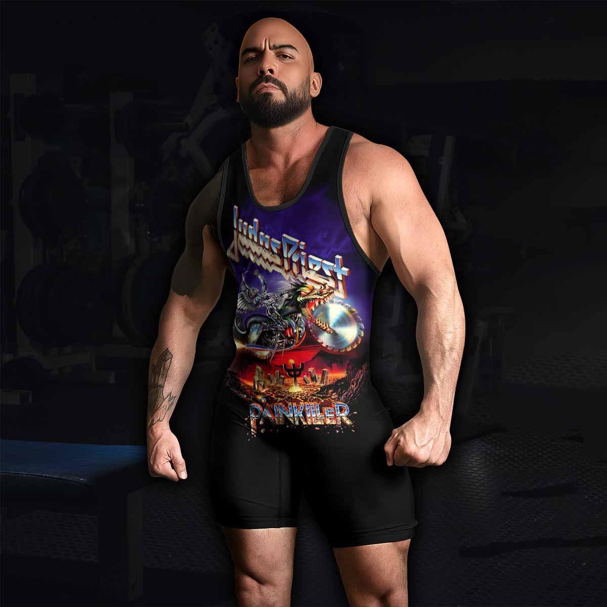 Judas Priest Painkiller Wrestling Singlet - men's lifestyle view