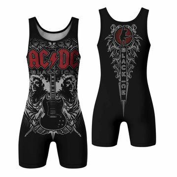 AC/DC Black Ice Wrestling Singlet - front and back view