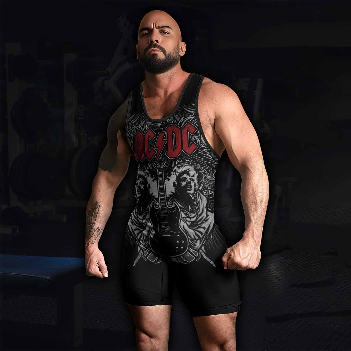 AC/DC Black Ice Wrestling Singlet - men's lifestyle view