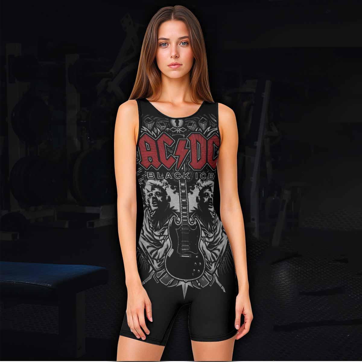 AC/DC Black Ice Wrestling Singlet - women's lifestyle view