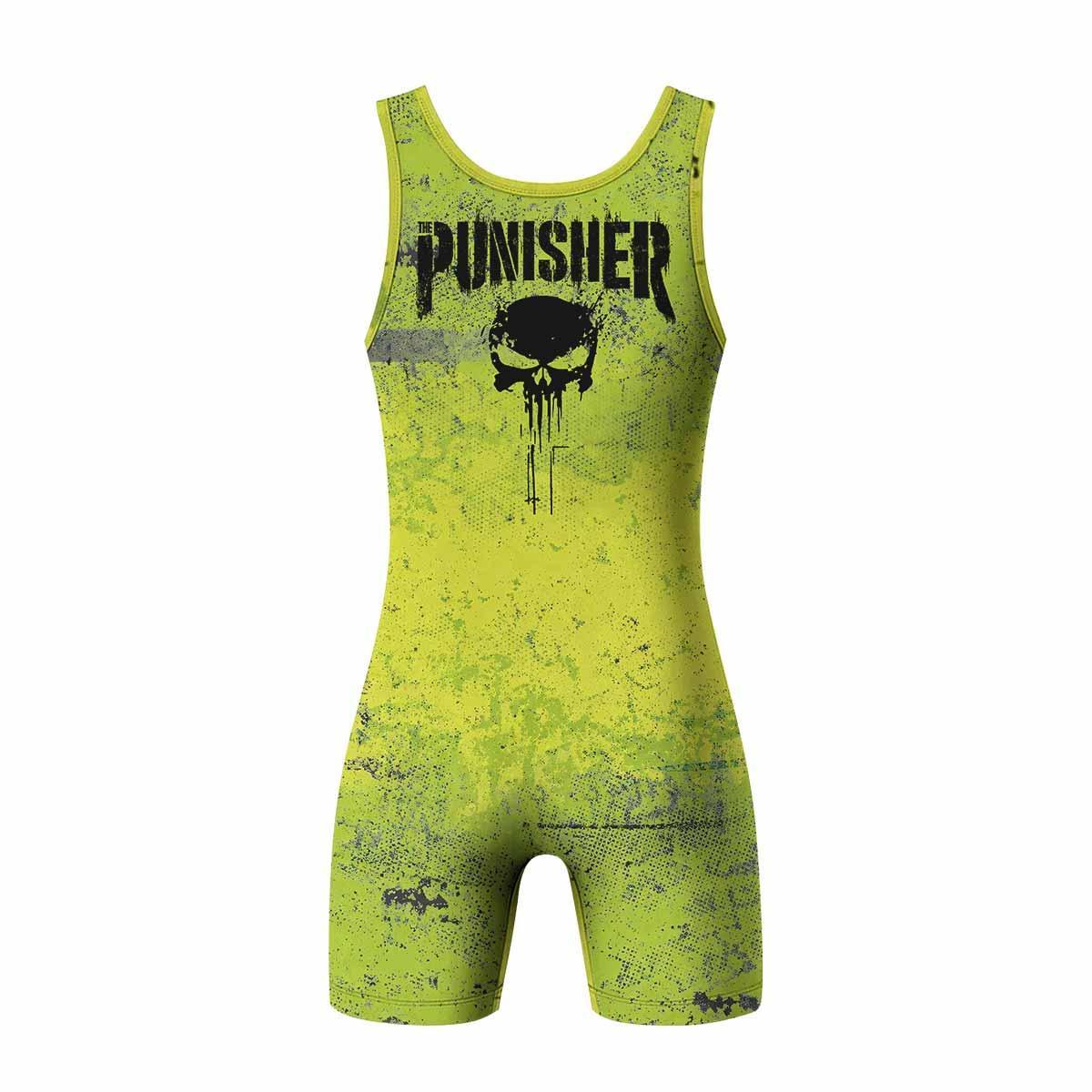 The Punisher Skull Wrestling Singlet - back view mockup