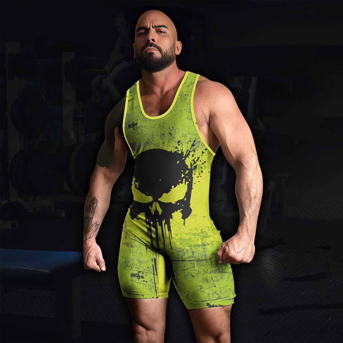 The Punisher Skull Wrestling Singlet - men's lifestyle view