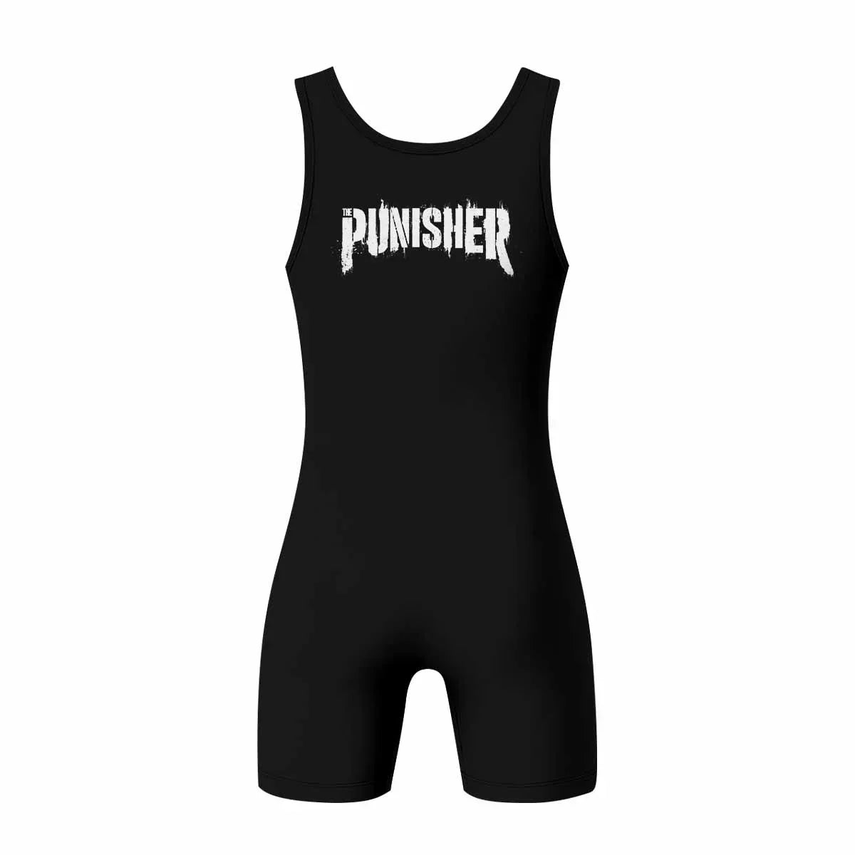 The Punisher War Mask Wrestling Singlet - back view mockup
