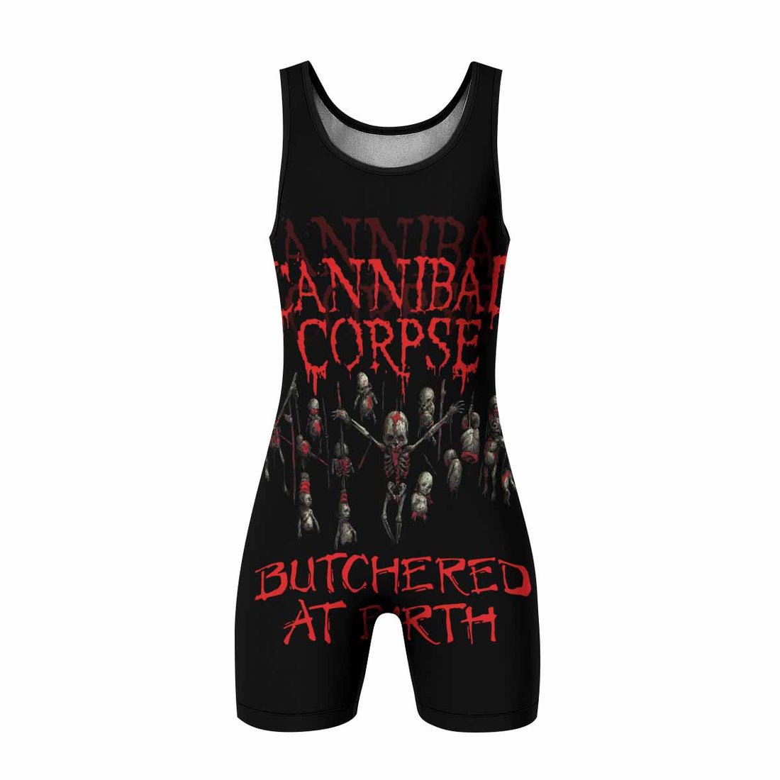 Cannibal Corpse Butchered at Birth Wrestling Singlet - front and back view