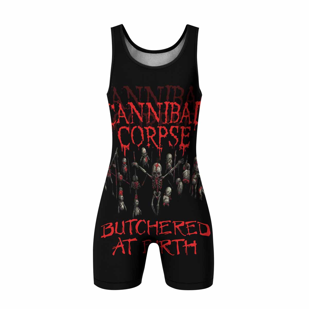 Cannibal Corpse Butchered at Birth Wrestling Singlet - front view mockup