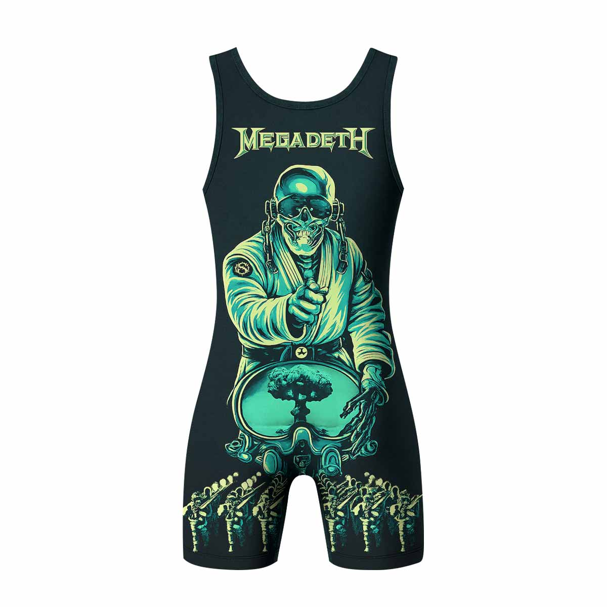Megadeth Nuclear Skull Wrestling Singlet - back view mockup