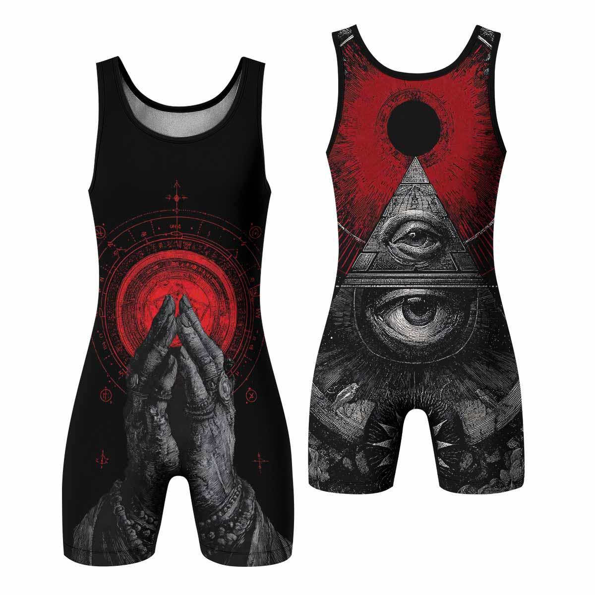 All Seeing Eye Wrestling Singlet - front and back view
