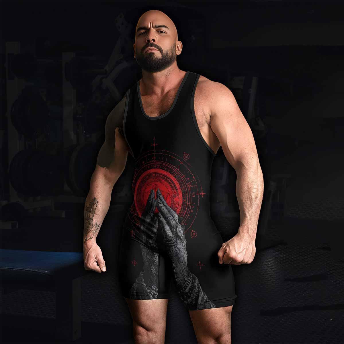 All Seeing Eye Wrestling Singlet - men's lifestyle view