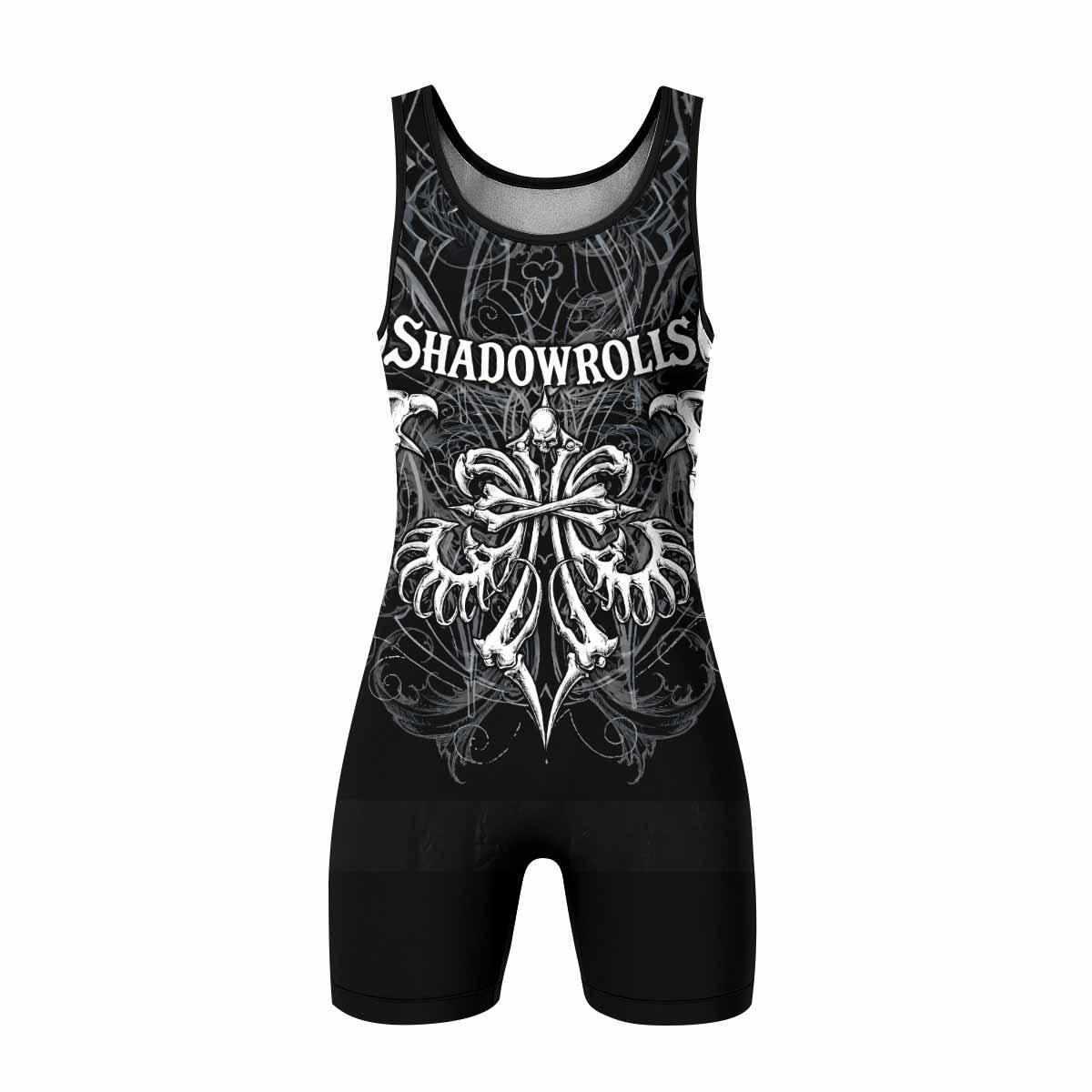 Shadowrolls Skull Cross Wrestling Singlet - front view mockup