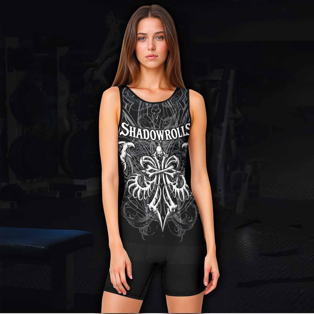 Shadowrolls Skull Cross Wrestling Singlet - women's lifestyle view