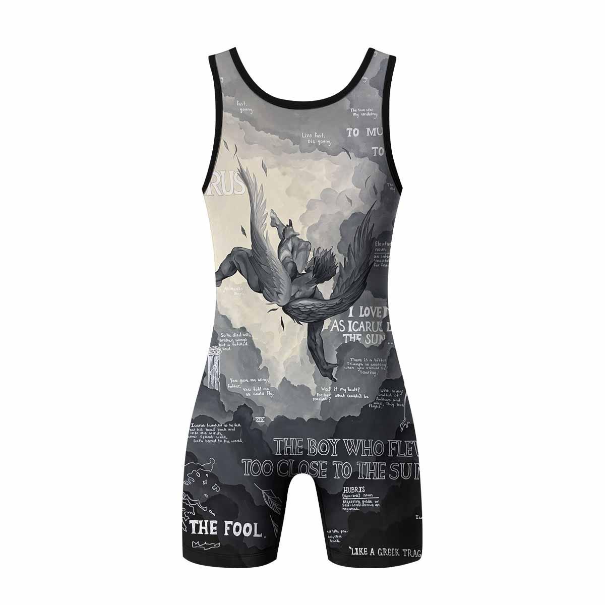 Icarus Too Close To The Sun Wrestling Singlet - back view mockup