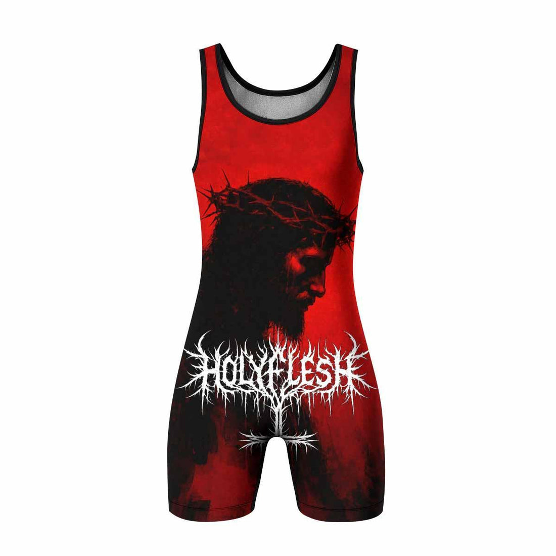 Holy Flesh Crown of Thorns Wrestling Singlet - front and back view