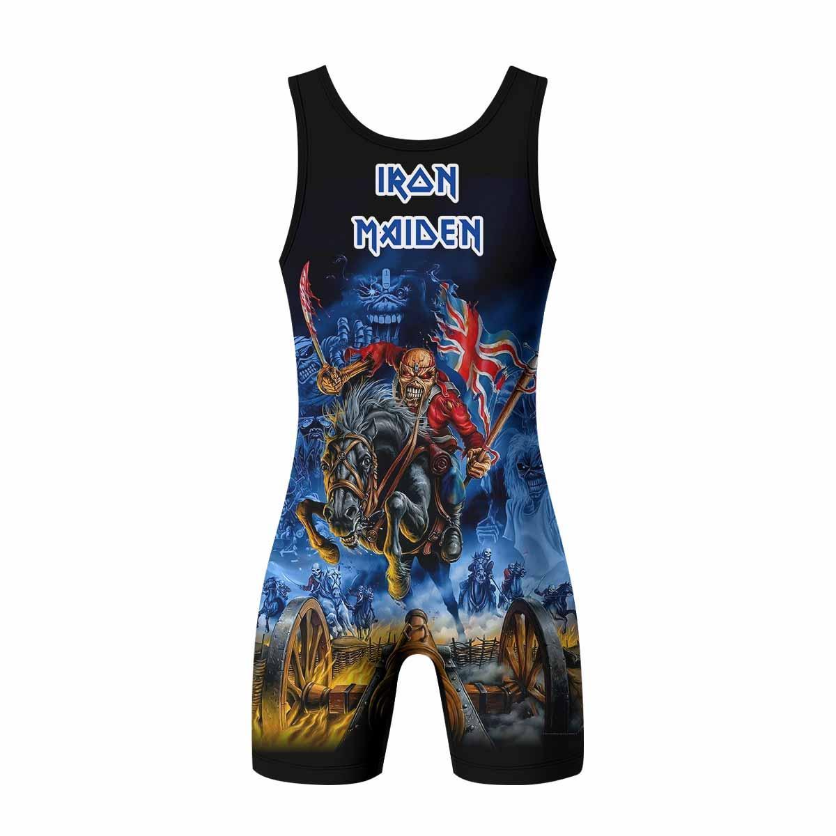 Iron Maiden England Flag Wrestling Singlet - back view mockup