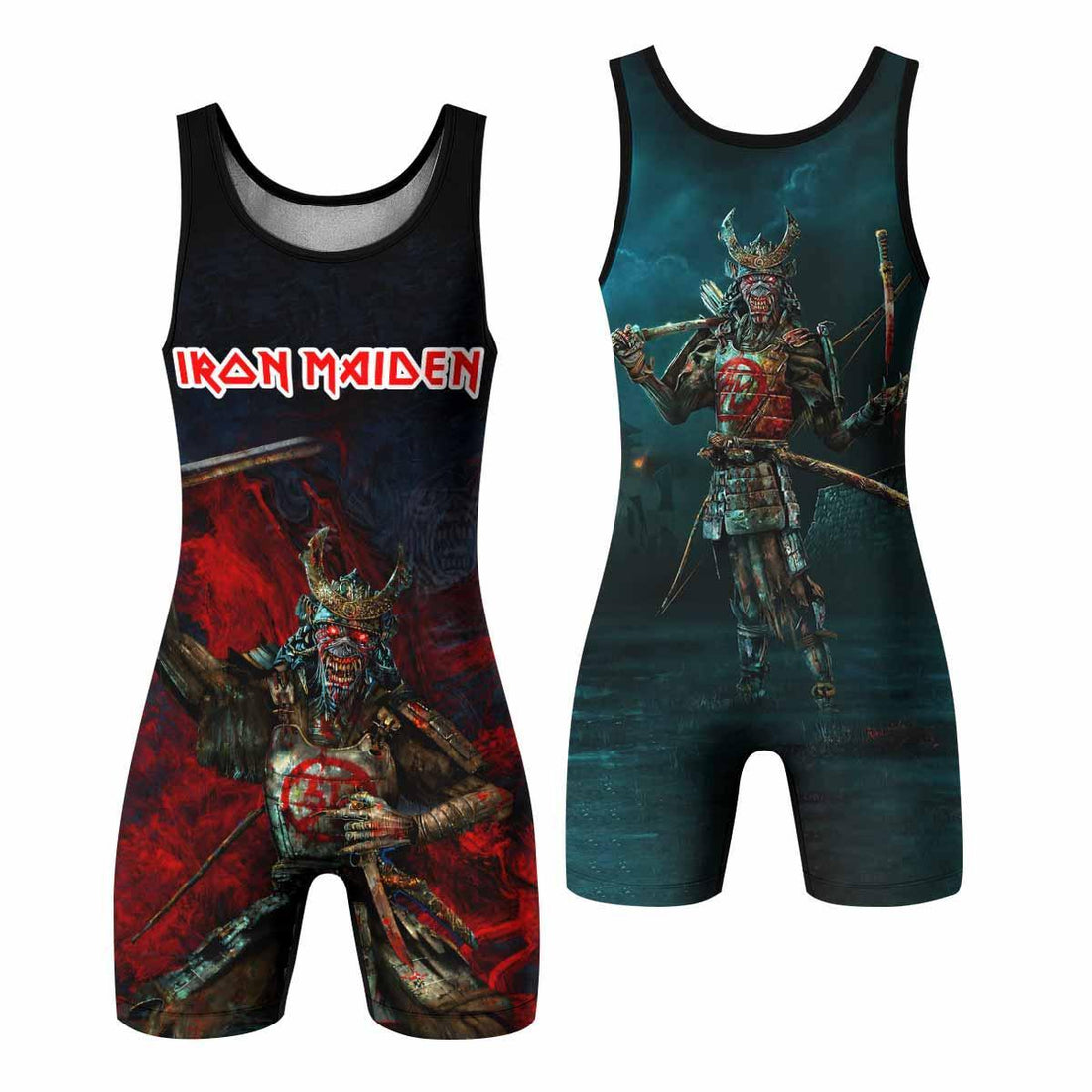 Iron Maiden Senjutsu Wrestling Singlet - front and back view