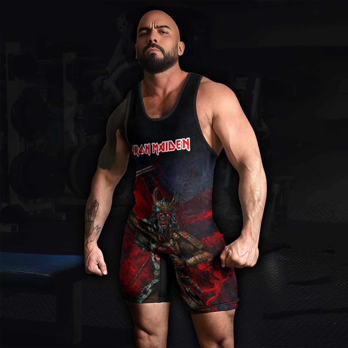 Iron Maiden Senjutsu Wrestling Singlet - men's lifestyle view