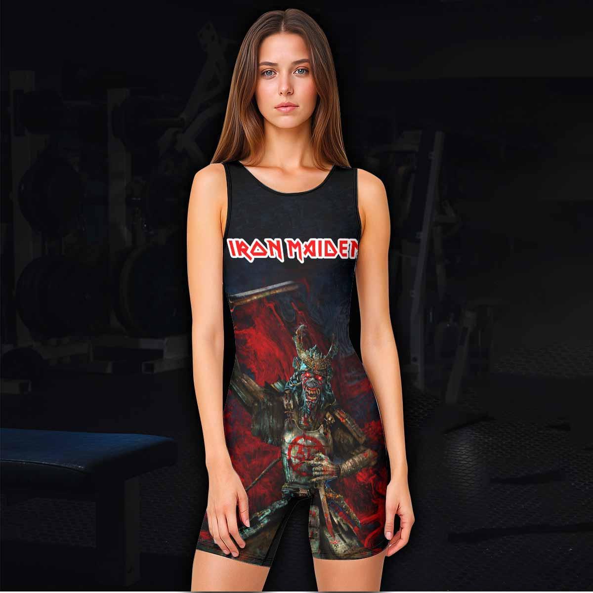 Iron Maiden Senjutsu Wrestling Singlet - women's lifestyle view