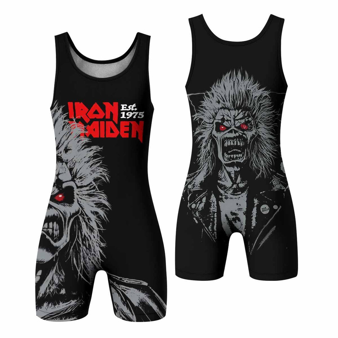 Iron Maiden Eddie the Head Wrestling Singlet - front and back view