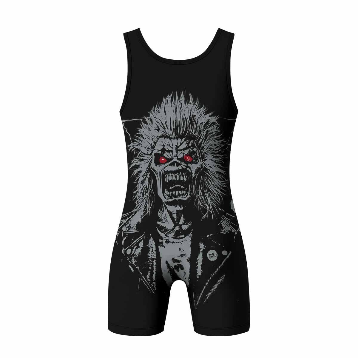Iron Maiden Eddie the Head Wrestling Singlet - back view mockup