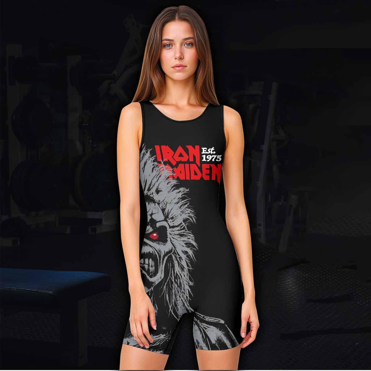 Iron Maiden Eddie the Head Wrestling Singlet - women's lifestyle view