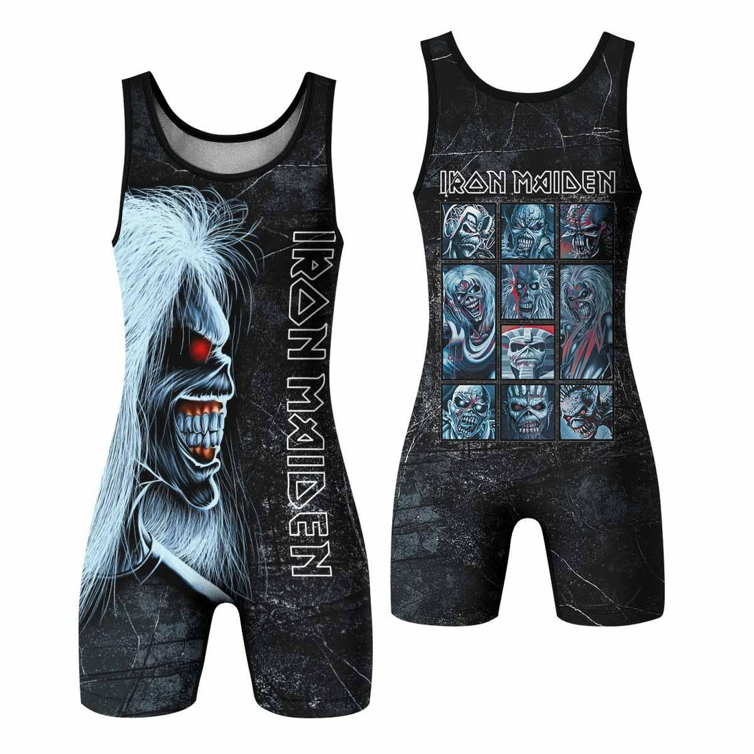 Iron Maiden The Ten Eddies Wrestling Singlet - front and back view