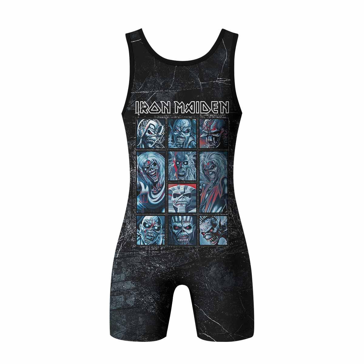Iron Maiden The Ten Eddies Wrestling Singlet - back view mockup