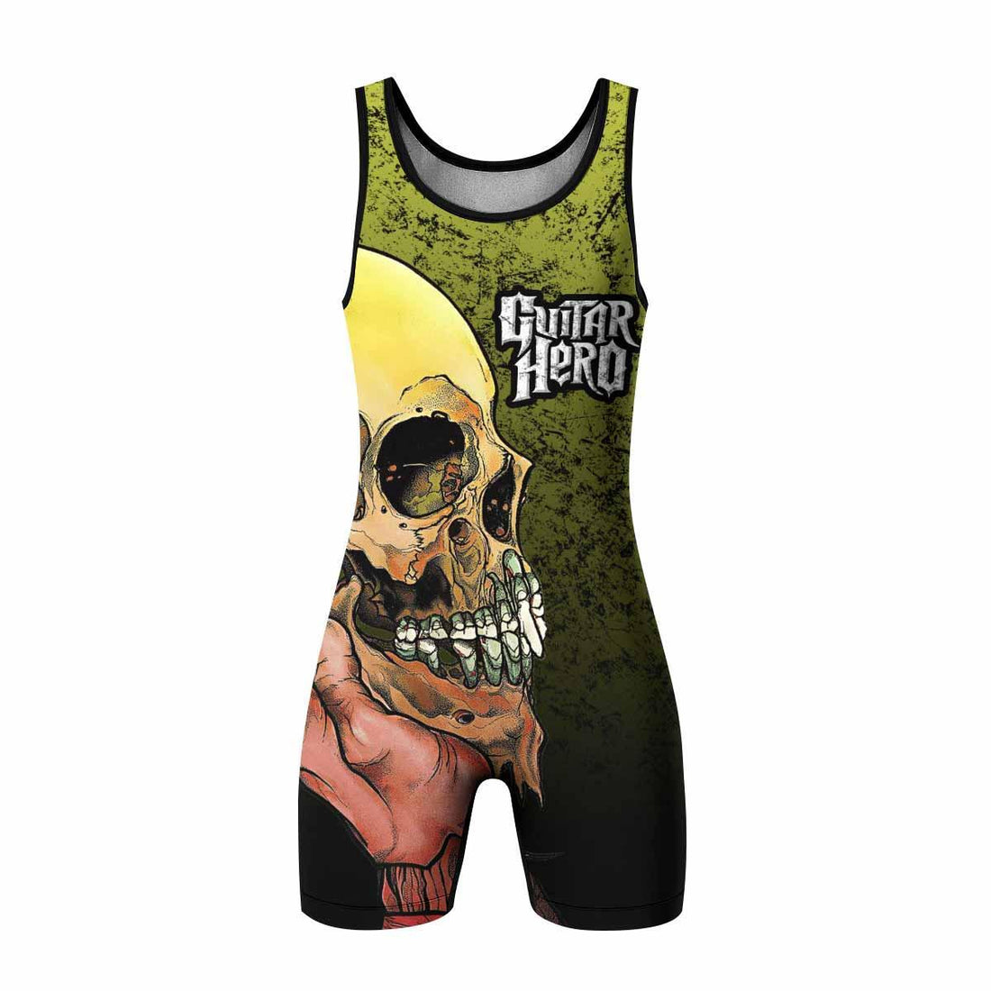 Guitar Hero Skull Wrestling Singlet - front and back view