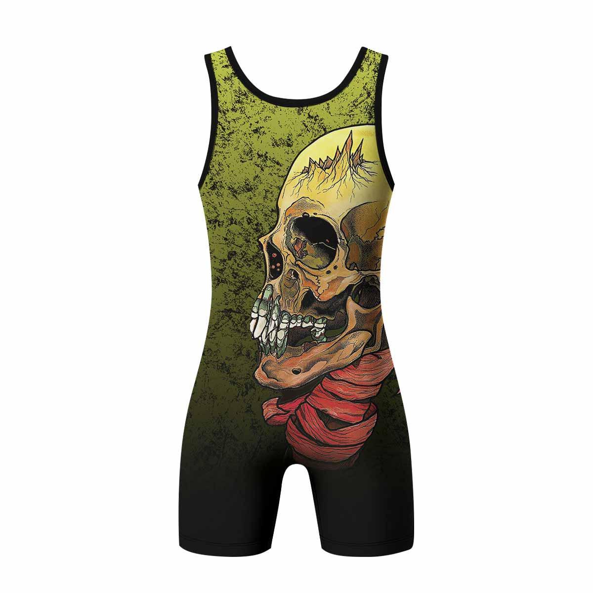 Guitar Hero Skull Wrestling Singlet - back view mockup
