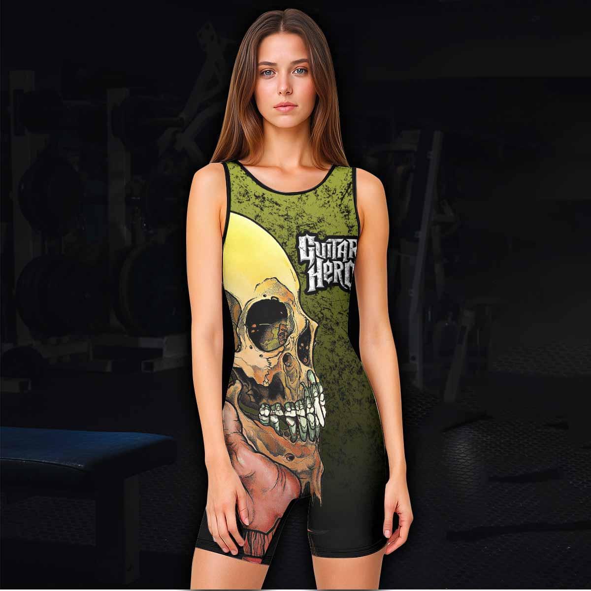 Guitar Hero Skull Wrestling Singlet - women's lifestyle view