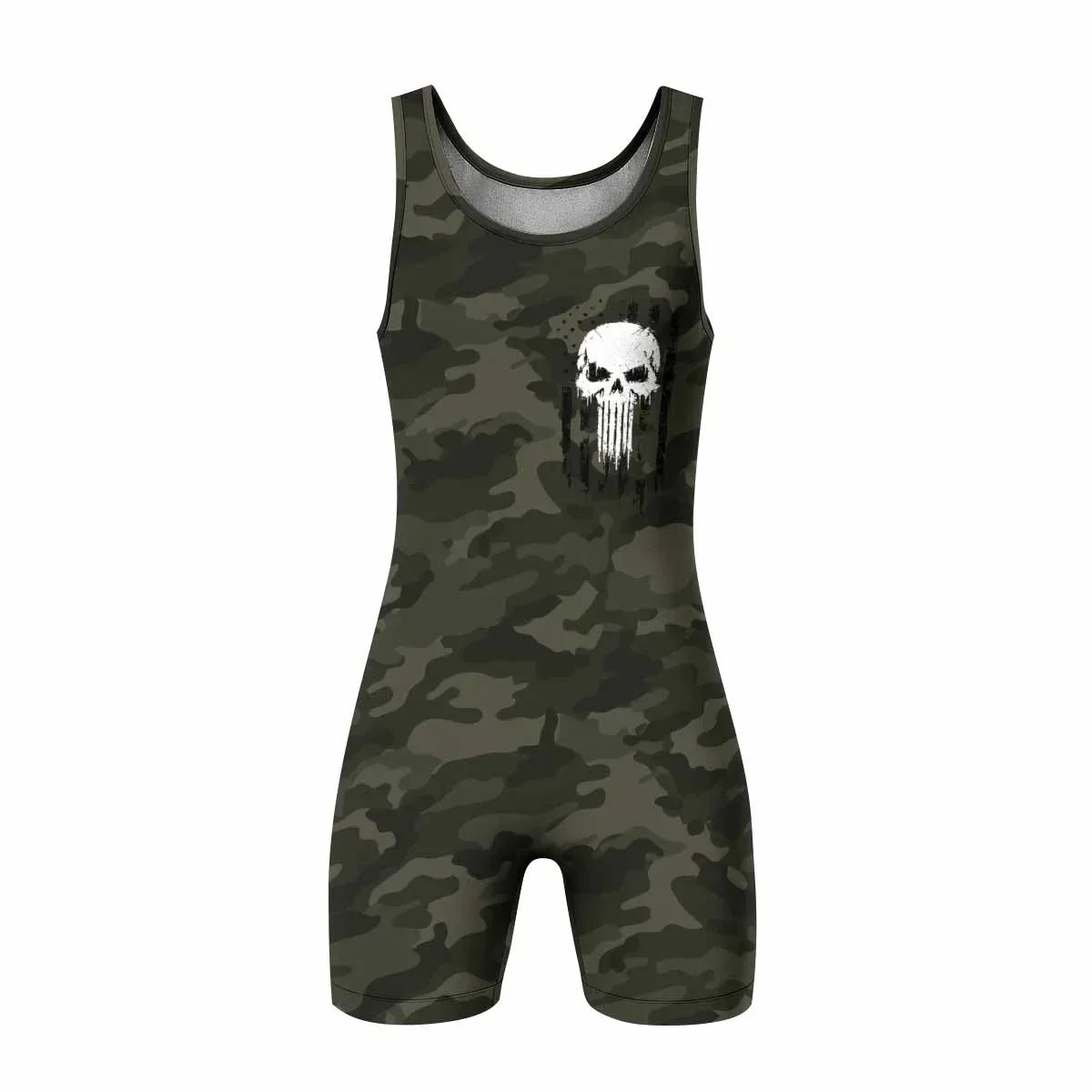 The Punisher Skull We The People Wrestling Singlet - front view mockup