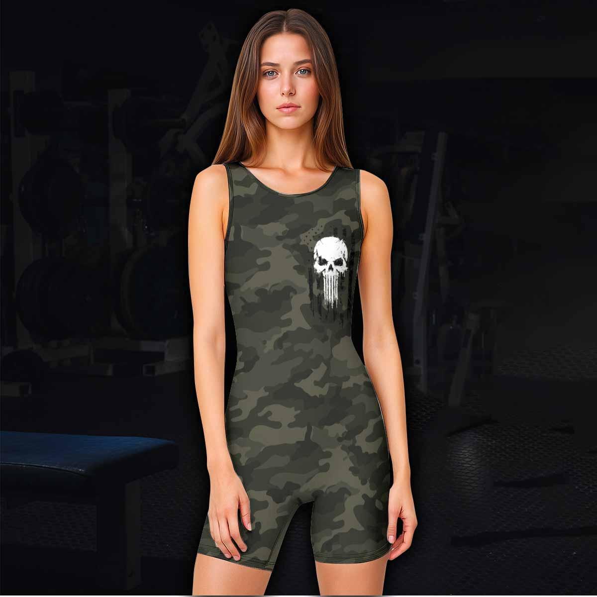 The Punisher Skull We The People Wrestling Singlet - women's lifestyle view