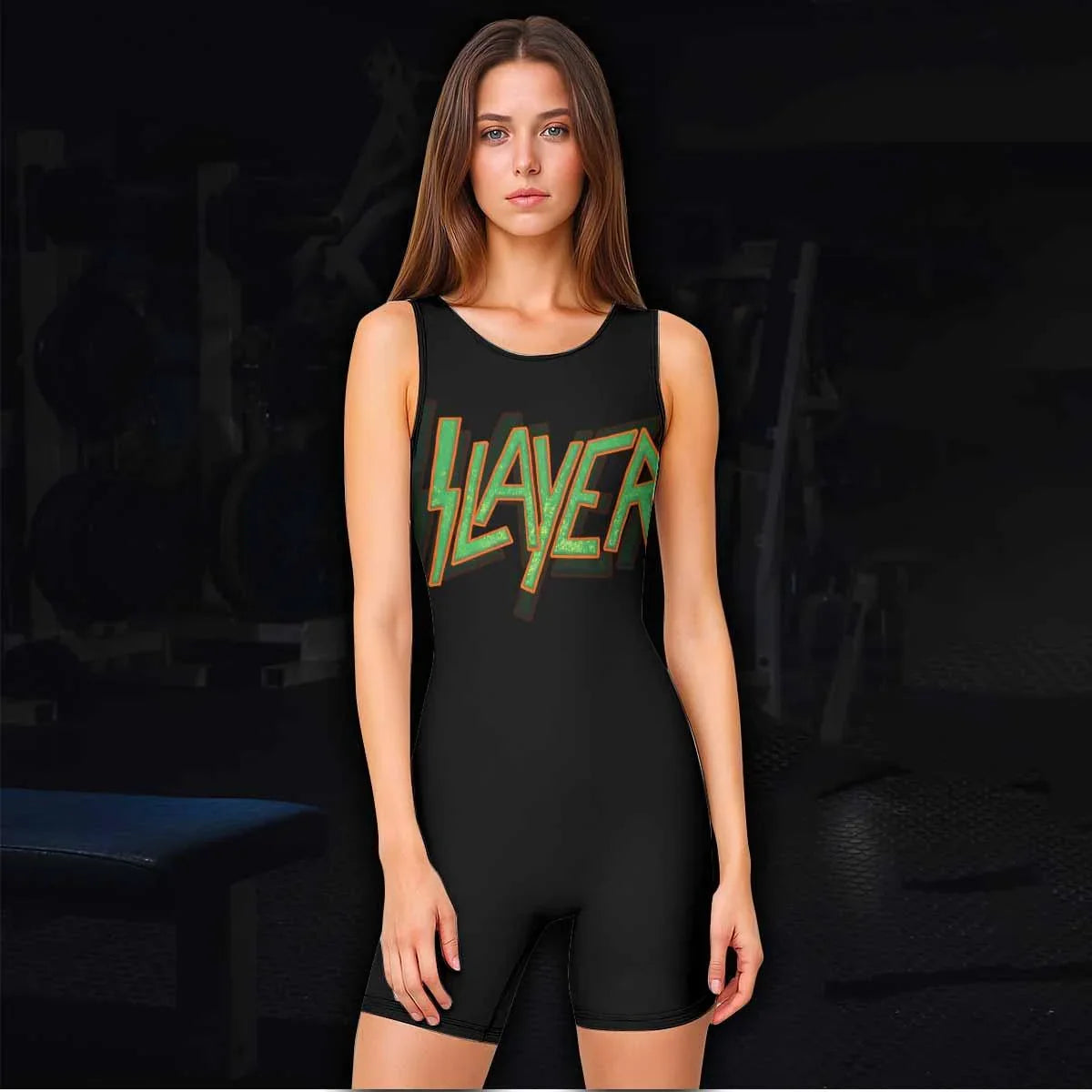 Slayer Hellfire Demon Wrestling Singlet - women's lifestyle view