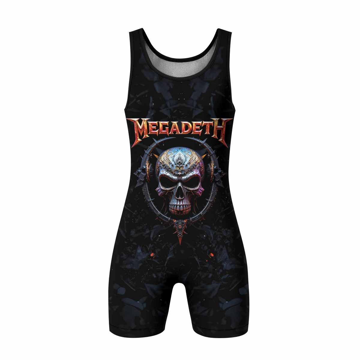 Megadeth Vic Rattlehead Wrestling Singlet - front view mockup