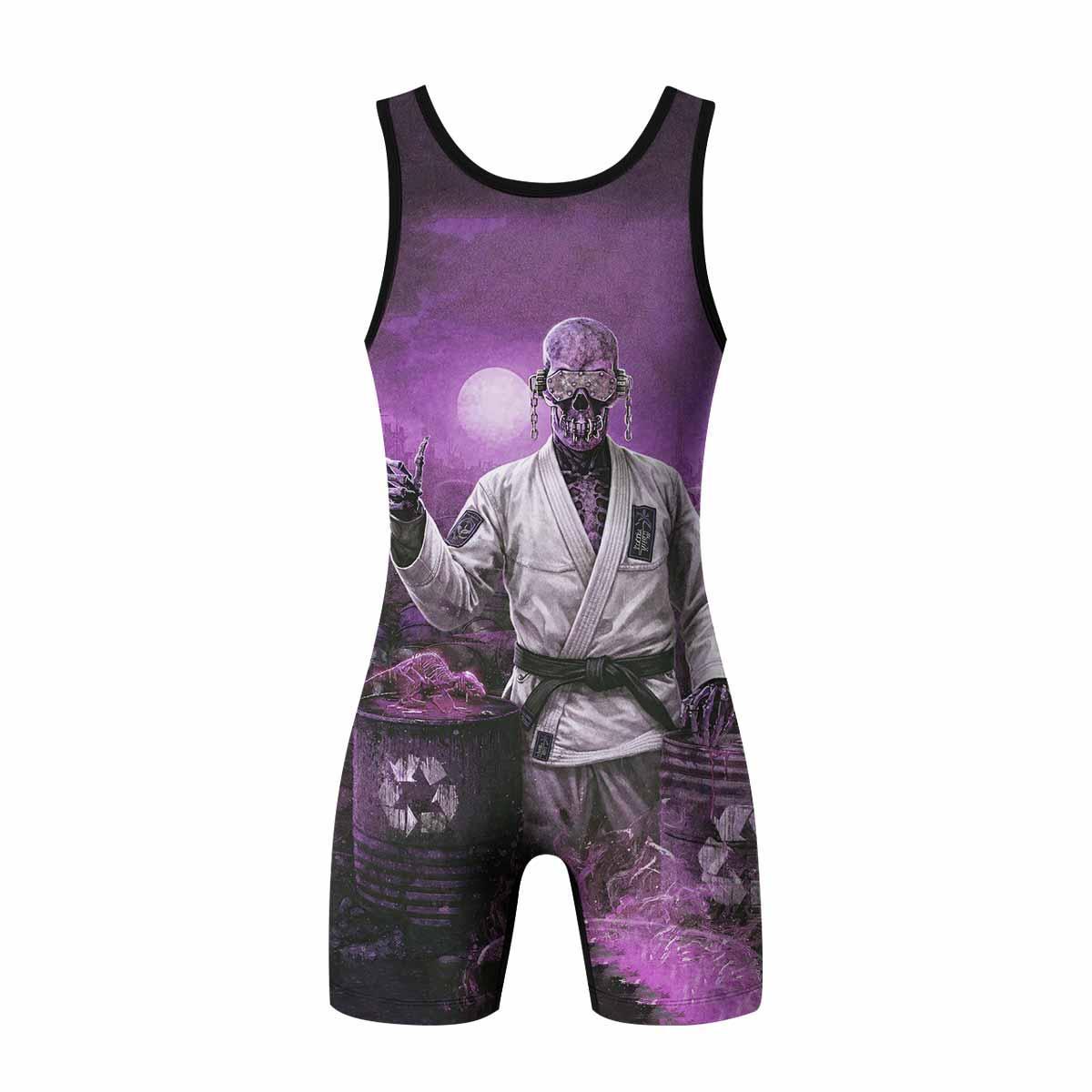 Megadeth Vic Rattlehead Wrestling Singlet - back view mockup