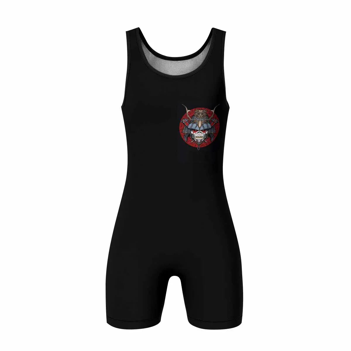 Iron Maiden Samurai Jiu-Jitsu Wrestling Singlet - front view mockup