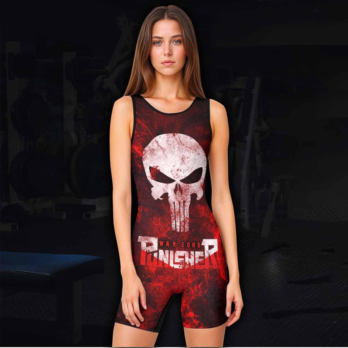 Punisher War Zone Wrestling Singlet - women's lifestyle view
