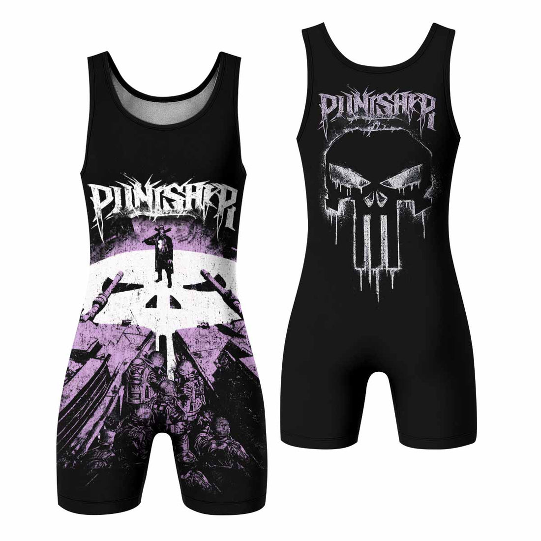 Punisher Final Verdict Wrestling Singlet - front and back view