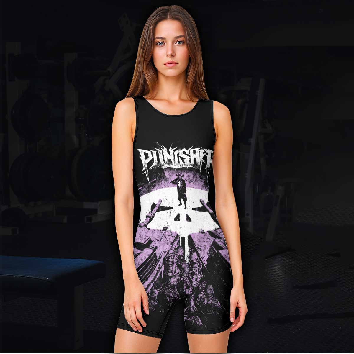 Punisher Final Verdict Wrestling Singlet - women's lifestyle view