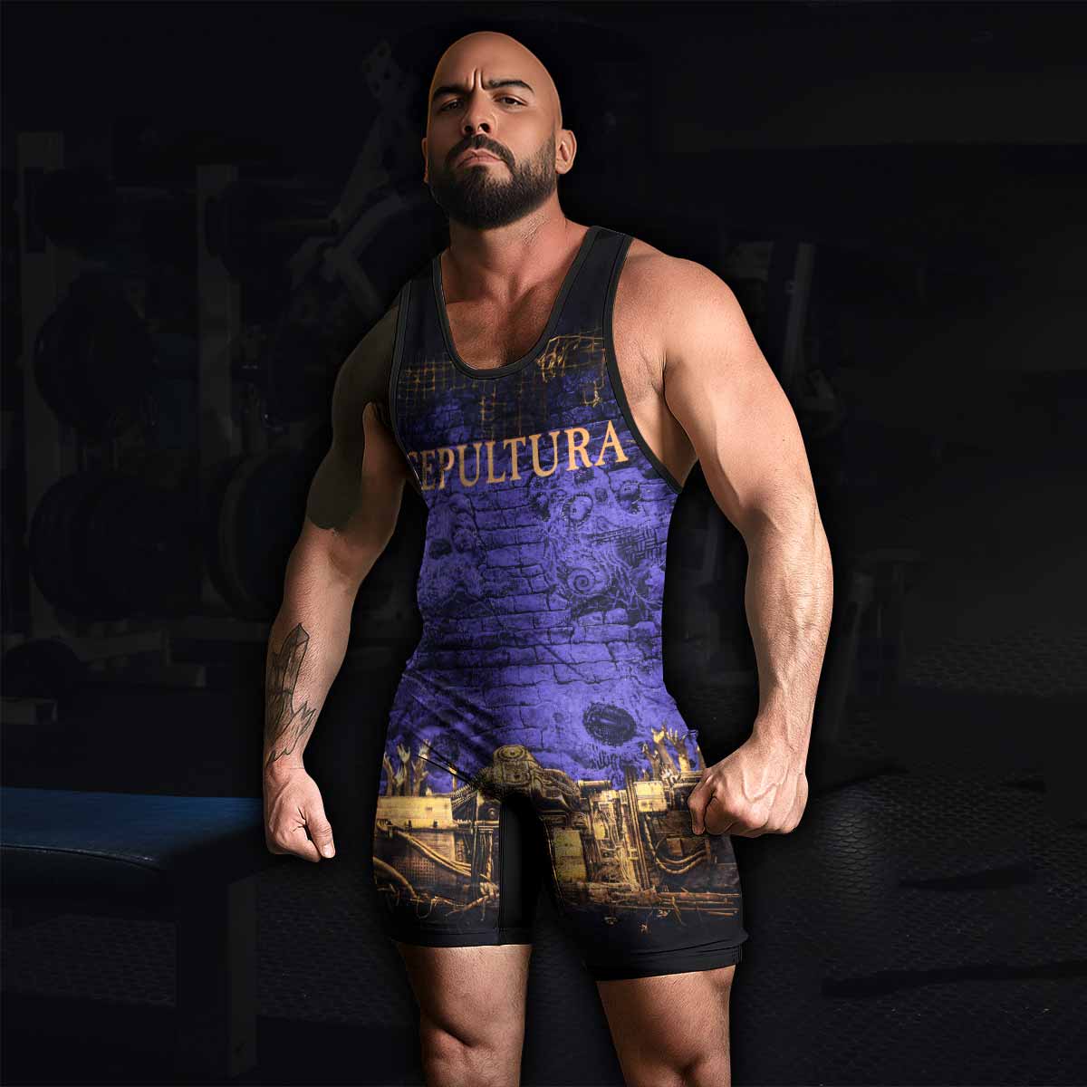 Sepultura Chaos A.D 90s Wrestling Singlet - men's lifestyle view