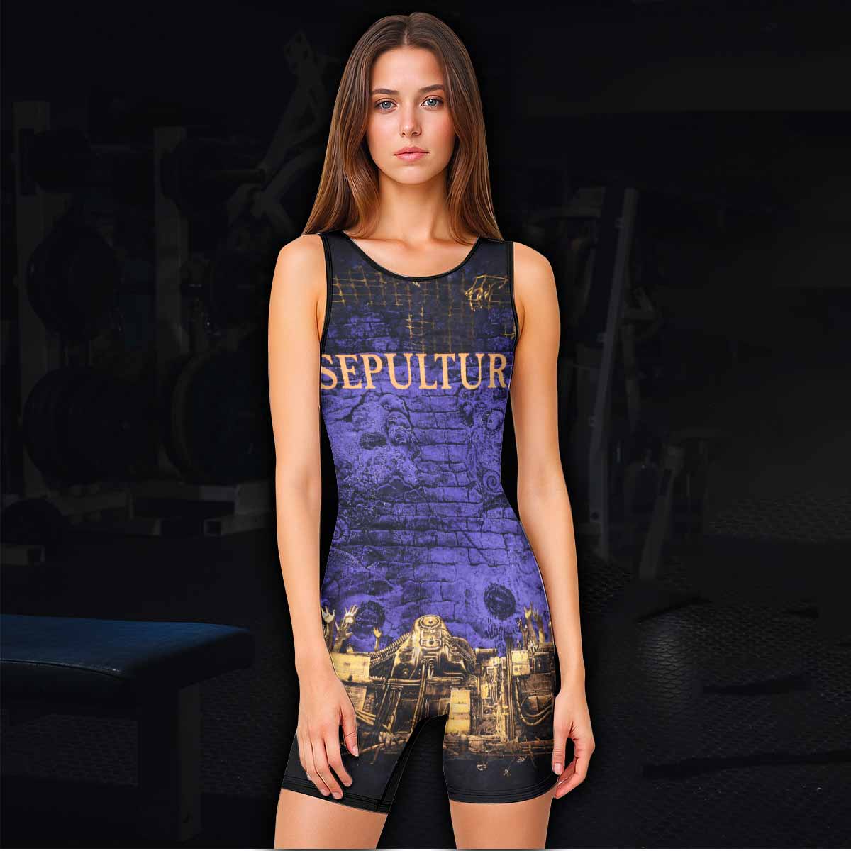 Sepultura Chaos A.D 90s Wrestling Singlet - women's lifestyle view