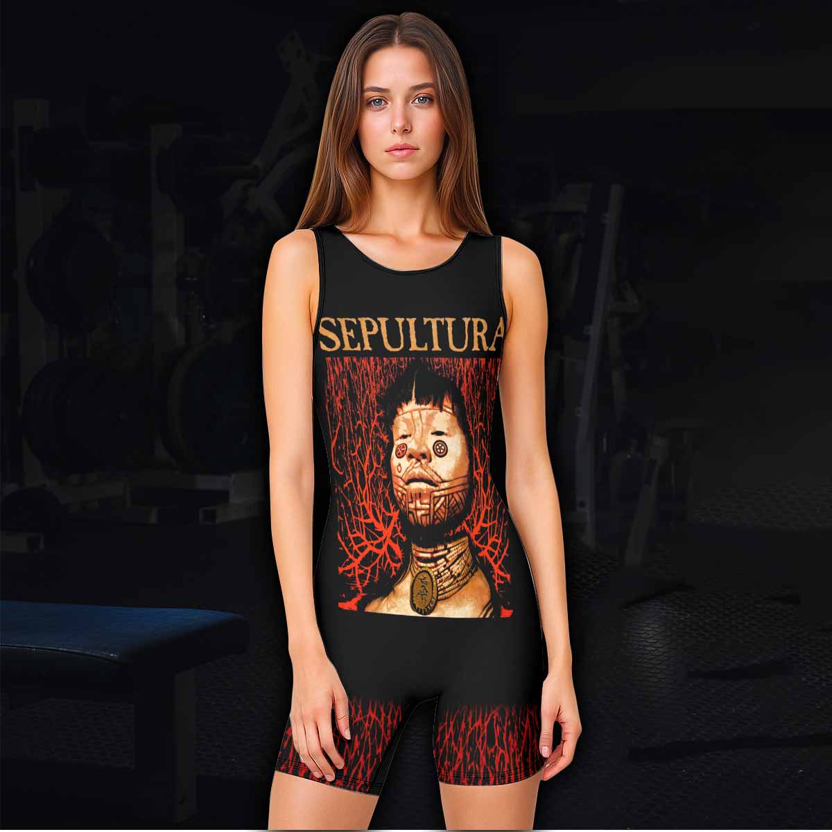 Sepultura Roots Wrestling Singlet - women's lifestyle view