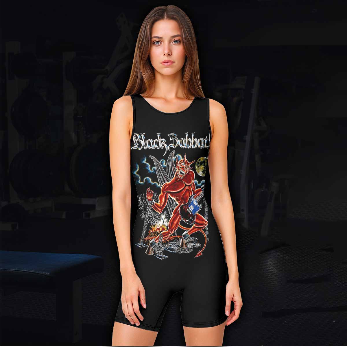 Black Sabbath Live Evil Wrestling Singlet - women's lifestyle view