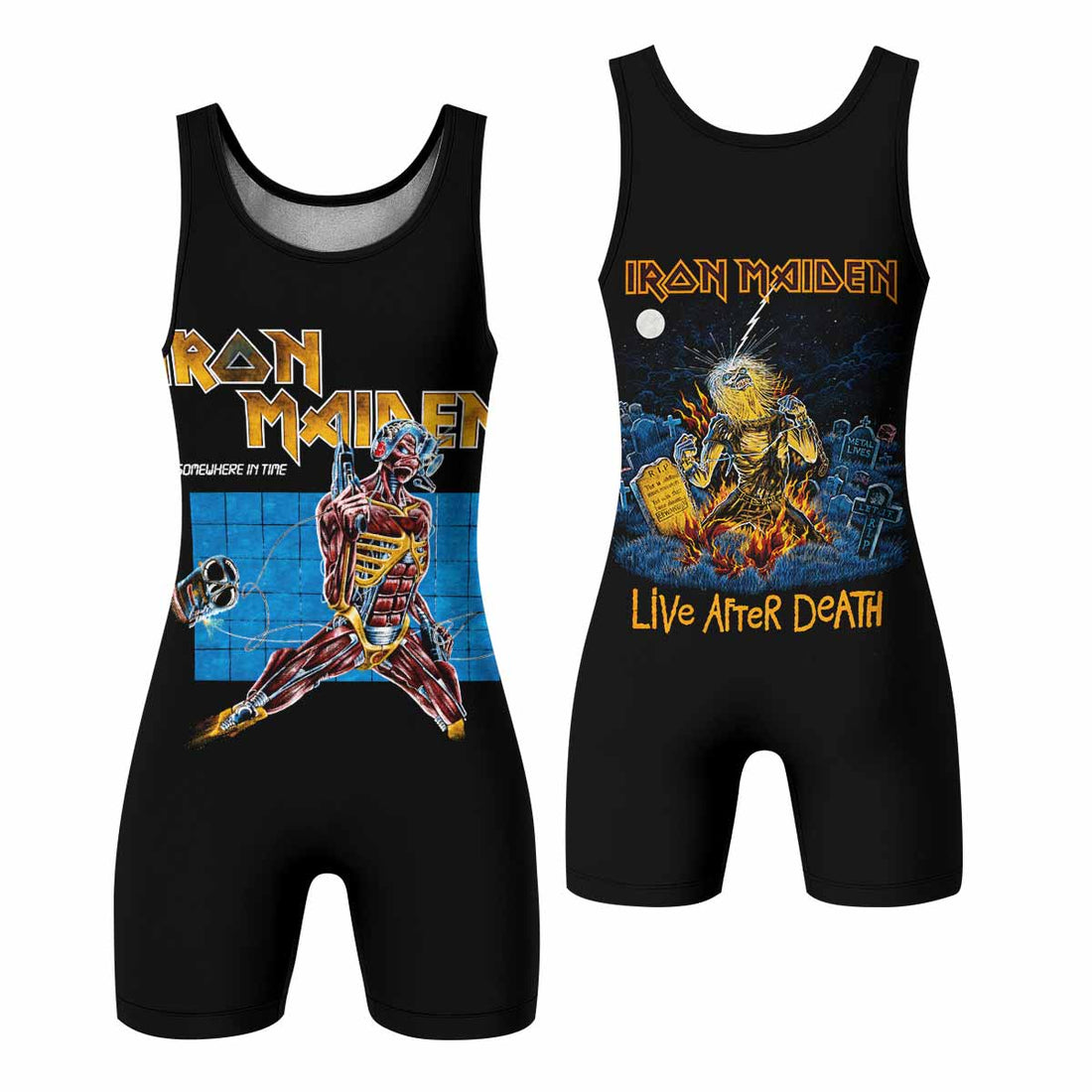 Iron Maiden Live After Death Wrestling Singlet - front and back view